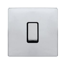 Click SFCH411BK Definity Complete Polished Chrome Screwless 1 Gang 10AX 2 Way Plate Switch - Black Insert