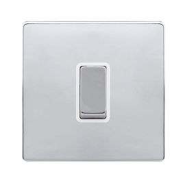Click SFCH425PW Definity Complete Polished Chrome Screwless 1 Gang 10AX Intermediate Plate Switch - White Insert image