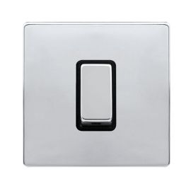 Click SFCH500BK Definity Complete Polished Chrome Screwless 1 Gang 50A 2 Pole Plate Switch - Black Insert image