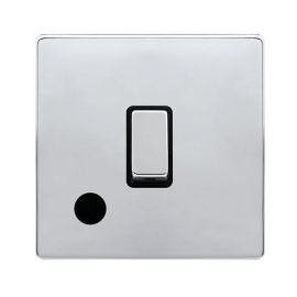 Click SFCH522BK Definity Complete Polished Chrome Screwless 20A 2 Pole Flex Outlet Plate Switch - Black Insert image