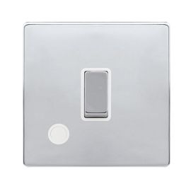 Click SFCH522PW Definity Complete Polished Chrome Screwless 20A 2 Pole Flex Outlet Plate Switch - White Insert image