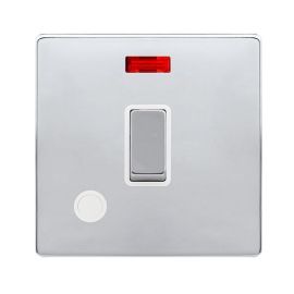 Click SFCH523PW Definity Complete Polished Chrome Screwless 20A 2 Pole Flex Outlet Neon Plate Switch - White Insert image