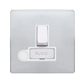Click SFCH551PW Definity Complete Polished Chrome Screwless 1 Gang 13A Flex Outlet Switched Fused Spur Unit - White Insert image
