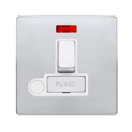 Click SFCH552PW Definity Complete Polished Chrome Screwless 1 Gang 13A 2 Pole Flex Outlet Neon Switched Fused Spur Unit - White Insert image