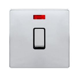 Click SFCH723BK Definity Complete Polished Chrome Screwless 1 Gang 20A 2 Pole Neon Plate Switch - Black Insert image