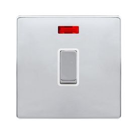 Click SFCH723PW Definity Complete Polished Chrome Screwless 1 Gang 20A 2 Pole Neon Plate Switch - White Insert image