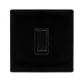 Click SFMB025BK Definity Complete Metal Black Screwless 1 Gang 10AX Intermediate Plate Switch image