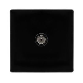 Click SFMB065BK Definity Complete Metal Black Screwless 1 Gang Non-Isolated Coaxial Outlet image