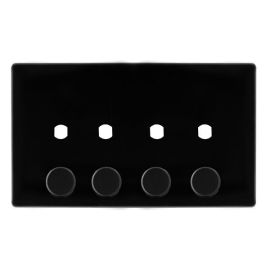 Click SFMB144PL Definity Complete Metal Black Screwless 2 Gang 4 Aperture Unfurnished Dimmer Plate image
