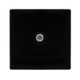 Click SFMB156BK Definity Complete Metal Black Screwless 1 Gang Non-Isolated Satellite Outlet image
