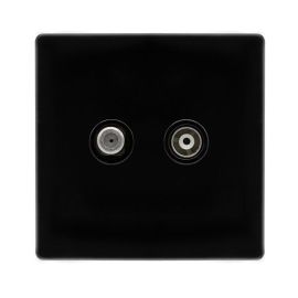 Click SFMB157BK Definity Complete Metal Black Screwless 2 Gang Non-Isolated Satellite Outlet image