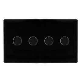 Click SFMB164 Definity Complete Metal Black Screwless 4 Gang 100W 2 Way Trailing Edge Dimmer Switch image