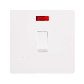 Click SFMW023PW Definity Complete Metal White Screwless 20A 2 Pole Flex Outlet Neon Plate Switch image