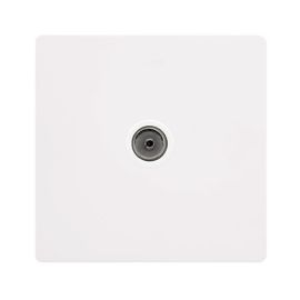 Click SFMW065PW Definity Complete Metal White Screwless 1 Gang Non-Isolated Coaxial Outlet image