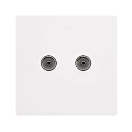 Click SFMW066PW Definity Complete Metal White Screwless 2 Gang Non-Isolated Coaxial Outlet image