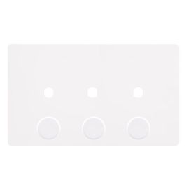Click SFMW143PL Definity Complete Metal White Screwless 2 Gang 3 Aperture Unfurnished Dimmer Plate image