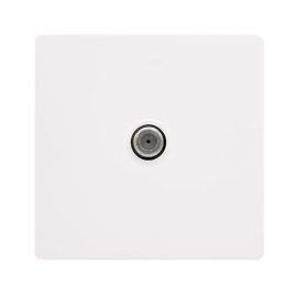 Click SFMW156PW Definity Complete Metal White Screwless 1 Gang Non-Isolated Satellite Outlet image