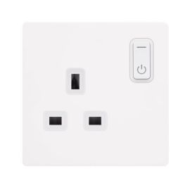 Click SFMW30035PW Definity Complete Metal White Screwless 1 Gang 13A Zigbee Smart Switched Socket image