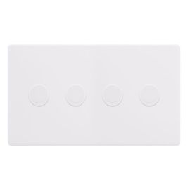 Click SFPW164 Definity Complete Polar White Screwless 4 Gang 100W 2 Way Trailing Edge Dimmer Switch image