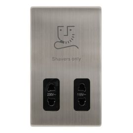 Click SFSS100BK Definity Complete Stainless Steel Screwless 115-230V Dual Voltage Shaver Socket - Black Insert image