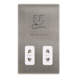 Click SFSS100PW Definity Complete Stainless Steel Screwless 115-230V Dual Voltage Shaver Socket - White Insert image