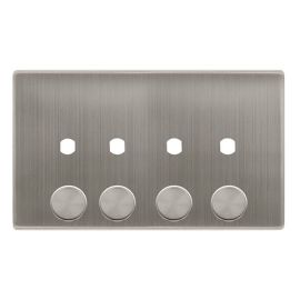 Click SFSS144PL Definity Complete Stainless Steel Screwless 2 Gang 4 Aperture Unfurnished Dimmer Plate image