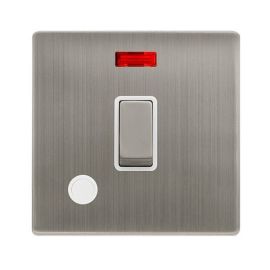 Click SFSS523PW Definity Complete Stainless Steel Screwless 20A 2 Pole Flex Outlet Neon Plate Switch - White Insert image