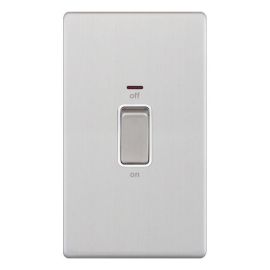 Selectric 5MPLUS-718 5M-PLUS Screwless Satin Chrome 2 Gang 45A 2 Pole Neon Switch - White Insert image