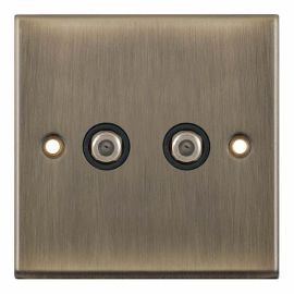 Selectric 7MPRO-645 7MPRO Antique Brass 2 Gang F-Type Satellite Socket image