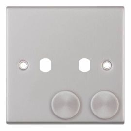 Selectric DSL171 5M Satin Chrome 2 Gang Empty Dimmer Plate and Knobs image