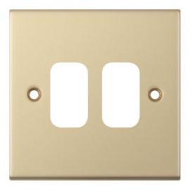 Selectric SGRID360-238 GRID360 Satin Brass 2 Aperture 5M Modular Front Plate image