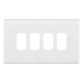 Selectric SGRID360-268 GRID360 Matt White 4 Aperture 5MPLUS Screwless Modular Front Plate