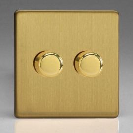 Varilight JDBS2S Screwless Brushed Brass 2 Gang V-Pro Smart Supplementary Controller image