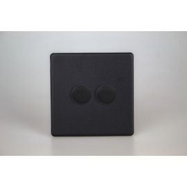 Varilight JDYP252S.MB Urban Screwless Matt Black 2 Gang 100W 2-Way Push On-Off Rotary LED Dimmer image