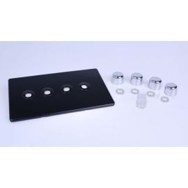 Varilight WDLD4S Matrix Screwless Premium Black 4 Gang Twin Plate Rotary Dimmer Kit image