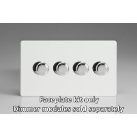 Varilight WDQD4S Matrix Screwless Premium White 4 Gang Twin Plate Rotary Dimmer Kit