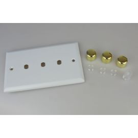 Varilight WYD3V.MW Matrix Vogue Matt White 3 Gang Twin Plate Rotary Dimmer Kit image