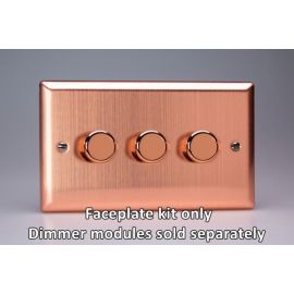 Varilight WYD3.BC Matrix Urban Brushed Copper 3 Gang Twin Plate Rotary Dimmer Kit image