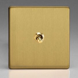 Varilight XDBT7S Screwless Brushed Brass 1 Gang 10A Intermediate Toggle Switch image