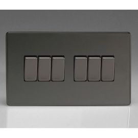 Varilight XDI96S Screwless Iridium 6 Gang 10A 1- or 2-Way Twin Plate Rocker Switch image