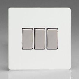 Varilight XDQ3S Screwless Premium White 3 Gang 10A 1- or 2-Way Rocker Switch