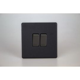 Varilight XDY77S.MB Urban Screwless Matt Black 2 Gang 10A Intermediate Rocker Switch