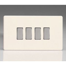 Varilight XDY9S.PD Screwless Primed 4 Gang 10A 1- or 2-Way Twin Plate Rocker Switch - Chrome Insert image