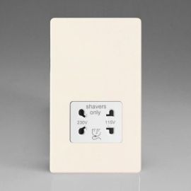 Varilight XDYSSWS.PD Screwless Primed 115-230V Dual Voltage Shaver Socket - White Insert image