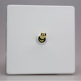 Varilight XDYT1VS.PD Screwless Primed 1 Gang 10A 1- or 2-Way Toggle Switch - Brass Insert image