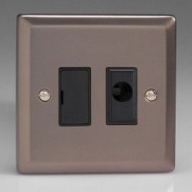 Varilight XR6UFOB Classic Pewter 13A Flex Outlet Unswitched Fused Spur Unit - Black Insert image