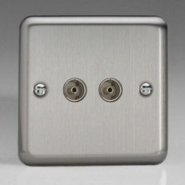 Varilight XS88 Classic Matt Chrome 2 Gang Coaxial TV Socket image