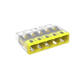 Wago 2773-405 60 Pack Transparent/Yellow 4.0mm 32A 5 Pole Solid/Stranded Compact Splicing Connector (60 Pack, 0.25 each) image