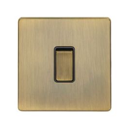 Eurolite AB20ADPSWB Concealed 3mm Screwless Antique Brass 1 Gang 20A Double Pole Switch