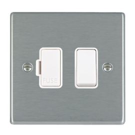 Hamilton 74SPWH-W Hartland Satin Steel 1 Gang 13A 2 Pole Switched Fused Spur Unit - White Insert